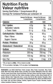 ANS Lean Mass Gainer Supplement Facts