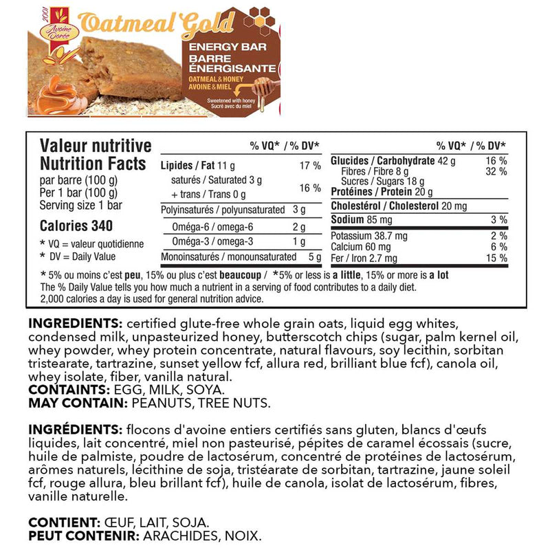 Avoine Doree Oatmeal Gold Bars 12-pack