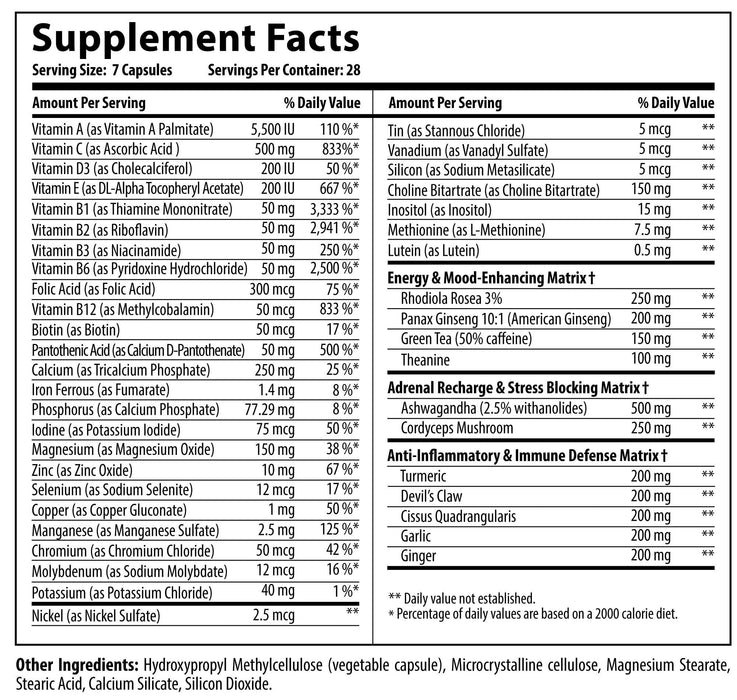Nutrabolics Vitabolic Multi Vitamin Supplement Facts