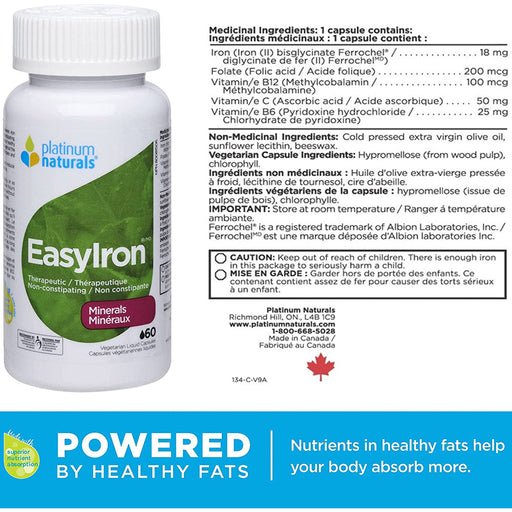 Platinum Naturals EasyIron 60vcaps Supplement Facts