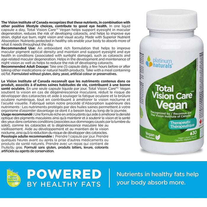 Platinum Total Vision Care Vegan 30softgels Suggested Use